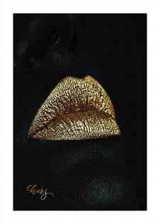 带金首饰的女黑人装饰画: 黑人嘴巴与金色 B