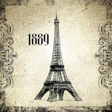 世界名胜装饰画:巴黎埃菲尔铁塔黑白画
