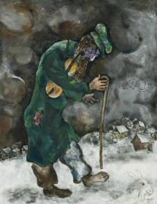 夏加尔油画作品: 雪地里的老人 高清图片素材下载