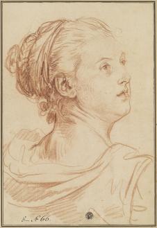格勒兹高清素描作品: 回头看肩膀的女人