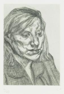 卢西安弗洛伊德素描作品: 女人头像
