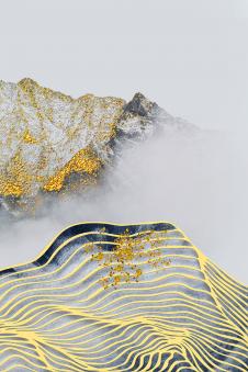 山峰装饰画素材:金色线条和山峰图片欣赏 C