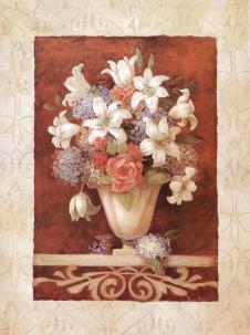 花盆静物画高清素材: 百合花与绣球花