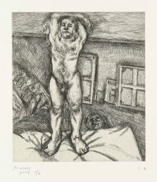 卢西安弗洛伊德素描作品 站着的裸体男模特  高清图片
