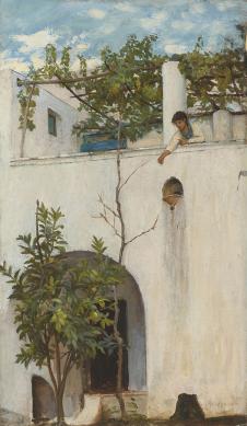 沃特豪斯: 阳台上，卡普里夫人 Lady on a Balcony, Capr