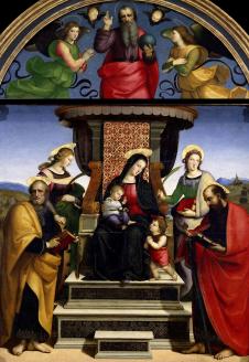 拉斐尔作品:圣母子与圣徒