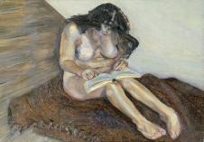 卢西安弗洛伊德作品   在看书的女人
