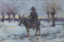 沃尔特·奥斯本 Boy on a donkey in a snowy landscape