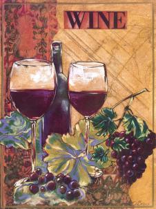 两联水果静物画: 葡萄酒和葡萄 C