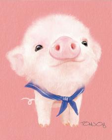 2017年现代小动物装饰画系列素材: 小猪装饰画