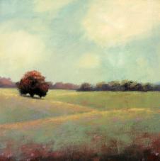 欧式高清风景丙烯画素材: 草原上的树 原野风景油画 B