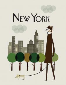 现代城市招贴画:纽约清晨