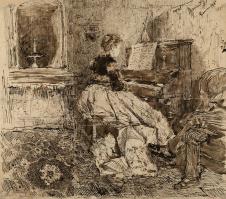 马里亚诺·福图尼作品: 弹钢琴的塞西莉亚·德·马德拉