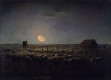 米勒油画作品: 月光下的羊圈油画欣赏