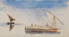 爱德华·李尔风景水彩速写系列: Boats on the Nile (2421431) 尼罗河上的船只