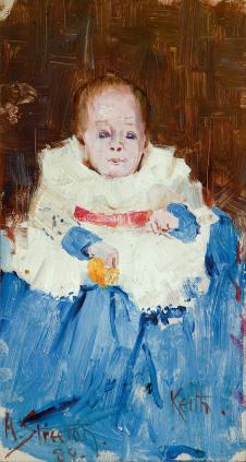 阿瑟·斯切特 (Arthur Streeton)  Orange blue and white (portrait of Keith)