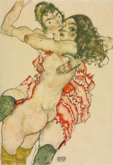 席勒作品:两个拥抱的女人 Two Women Embracing