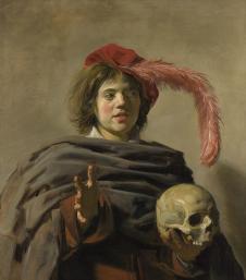 弗兰斯哈尔斯作品: 拿骷髅的男孩油画作品高清大图欣赏