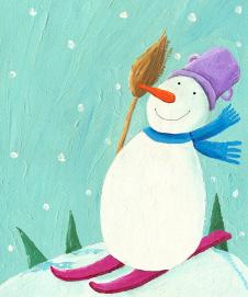 玩雪的雪人儿童画欣赏