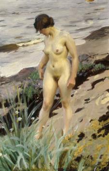 佐恩作品:海边的裸体女人油画欣赏