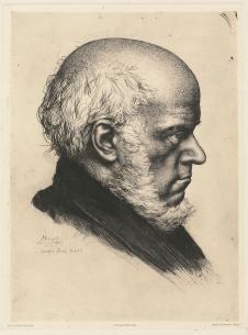 门采尔素描作品: 秃头男人头像
