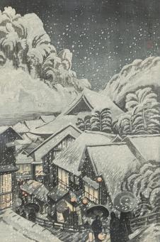 织田一磨  浮世绘作品欣赏 山村雪景