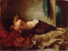 德拉克罗瓦作品: 躺着的裸体女人油画