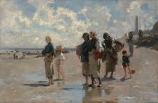 萨金特油画作品: 人群和海滩油画欣赏