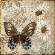 蝴蝶装饰画素材: 蝴蝶和菊花
