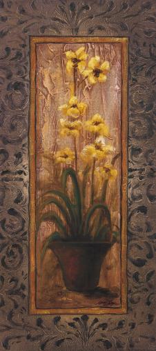 毛继兵2005年画的三联画: 陶罐里的花 A