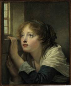 格勒兹作品: 在窗口的年轻女孩  高清大图下载