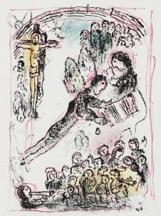 夏加尔油画作品: 耶稣受难日聚会  高清大图下载