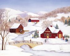 美式田园油画素材高清大图下载 L 雪景油画
