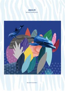 海豚世界系列: 海豚装饰画 A