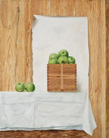 现代欧美绘画之高清写实静物画:青苹果油画