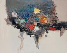 欧美现代绘画: 灰调子的堆积抽象油画 A