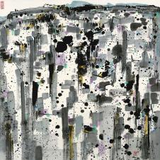 吴冠中作品《峭壁》抽象中国画高清大图欣赏