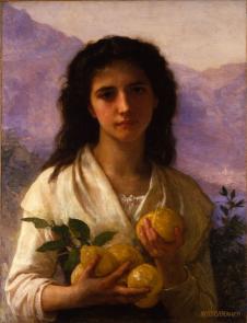 布格罗油画作品: 女孩拿着柠檬 Girl Holding Lemons