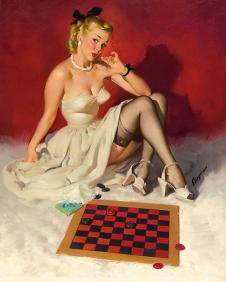 下棋的性感美女