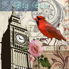 欧式花鸟建筑画: 小鸟与大本钟装饰画