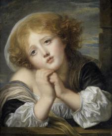 格勒兹作品: 年轻女孩的肖像 高清油画大图欣赏