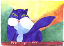 奥尔德米尔·马丁斯 （Aldemir Martins）猫水彩画