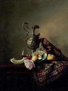 阿列克谢安东诺夫油画作品: 超写实静物油画之金属器皿油画欣赏