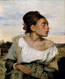  德拉克罗瓦作品:《坐在墓园的少女》