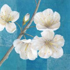 现代简约两联花卉油画: 白樱花 B
