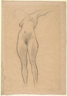 克里姆特素描: 伸展左臂的裸女