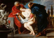鲁本斯油画作品: 两人老人和裸体女人油画欣赏