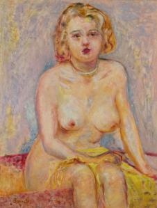 博纳尔油画:坐着的裸体金发女孩油画欣赏 NU BLOND ASS
