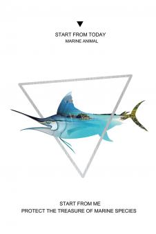 动物与几何图形: 穿过三角形的鱼