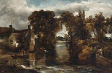 康斯太勃尔作品: 乡村小河流风景油画大图欣赏